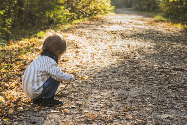 baby playing forest path autumn - Cn2r