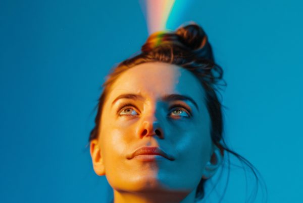 portrait person with rainbow colors symbolizing thoughts adhd brain - Cn2r